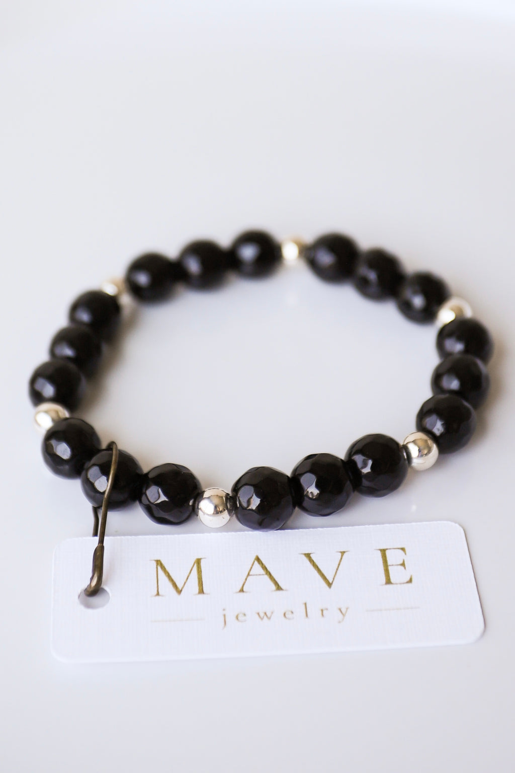 DISCOUNTED | 8mm Black Onyx -5mm Silver