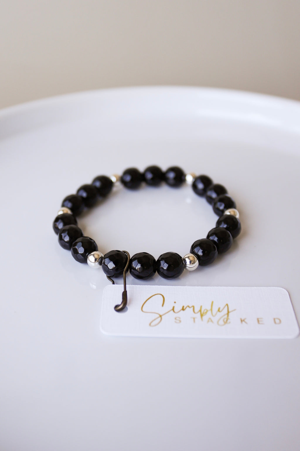 DISCOUNTED | 8mm Black Onyx: 5mm Silver