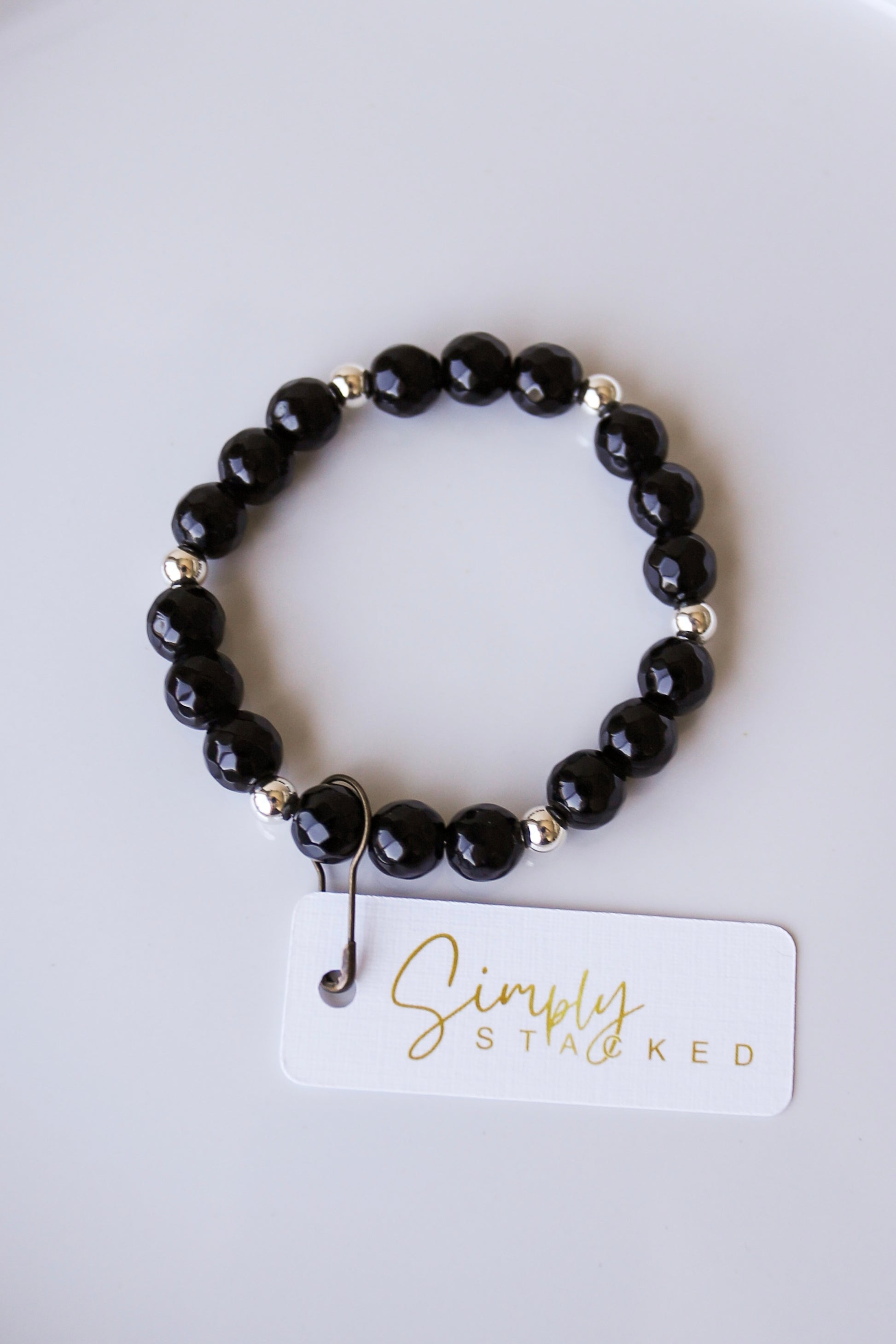 DISCOUNTED | 8mm Black Onyx: 5mm Silver